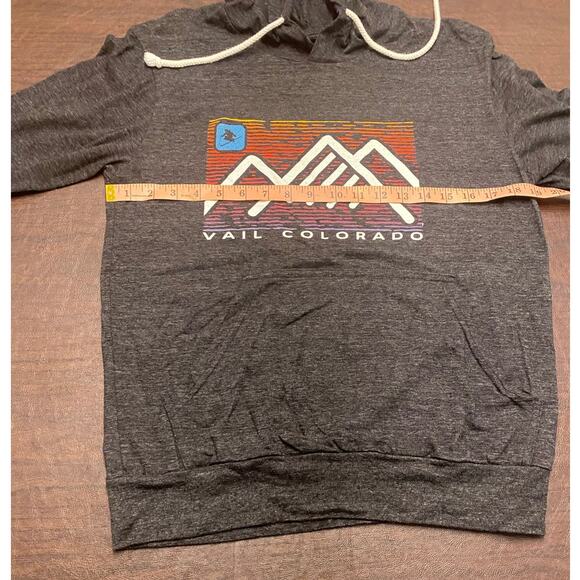 Vail Colorado Hoodie Unisex Small Gray Long Sleeve Pocketed Drawstring Pullover - Picture 4 of 6
